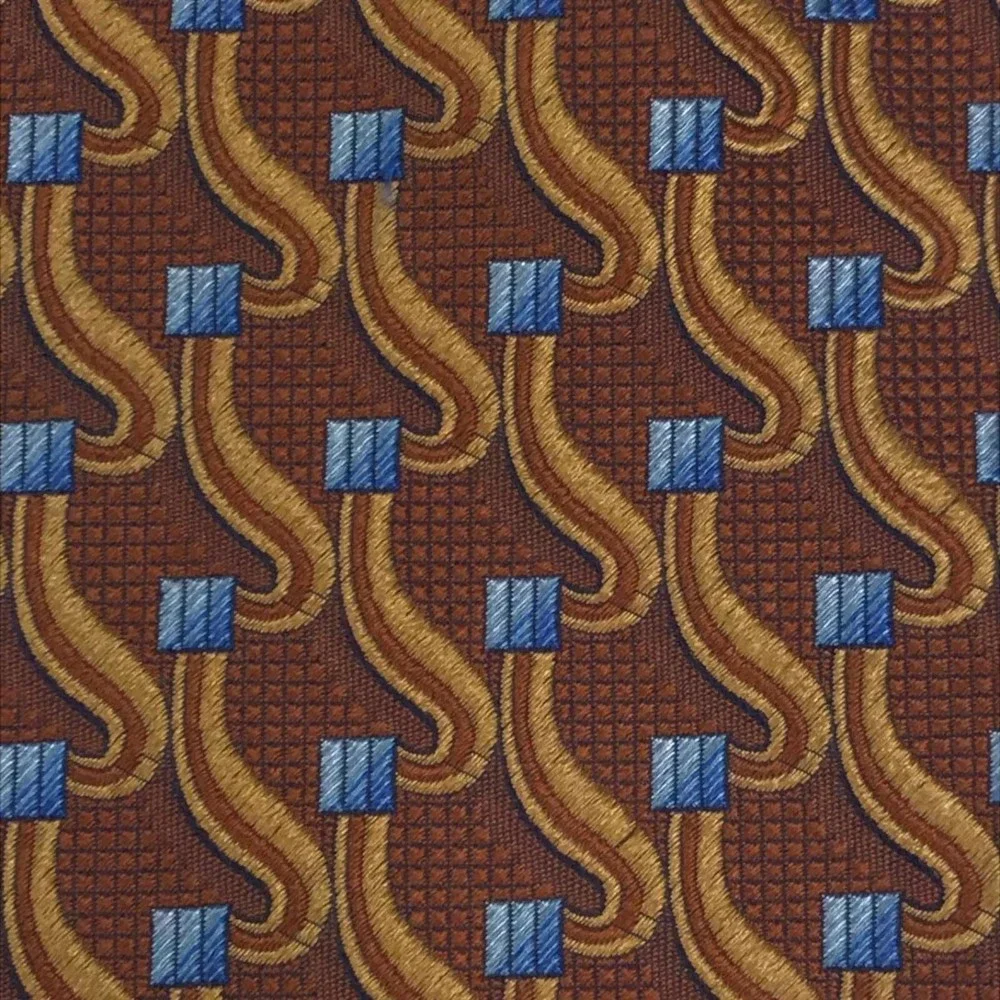 Jos. A. Bank Signature Collection Brown Blue Squares Elegant Office Tie Necktie